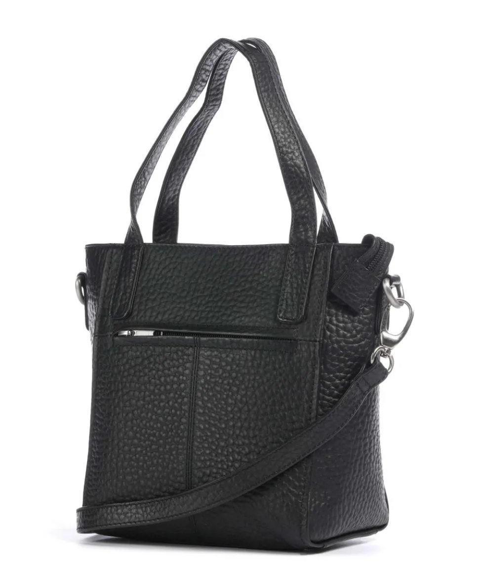 Hirsch Handtasche genarbtes Leder schwarz