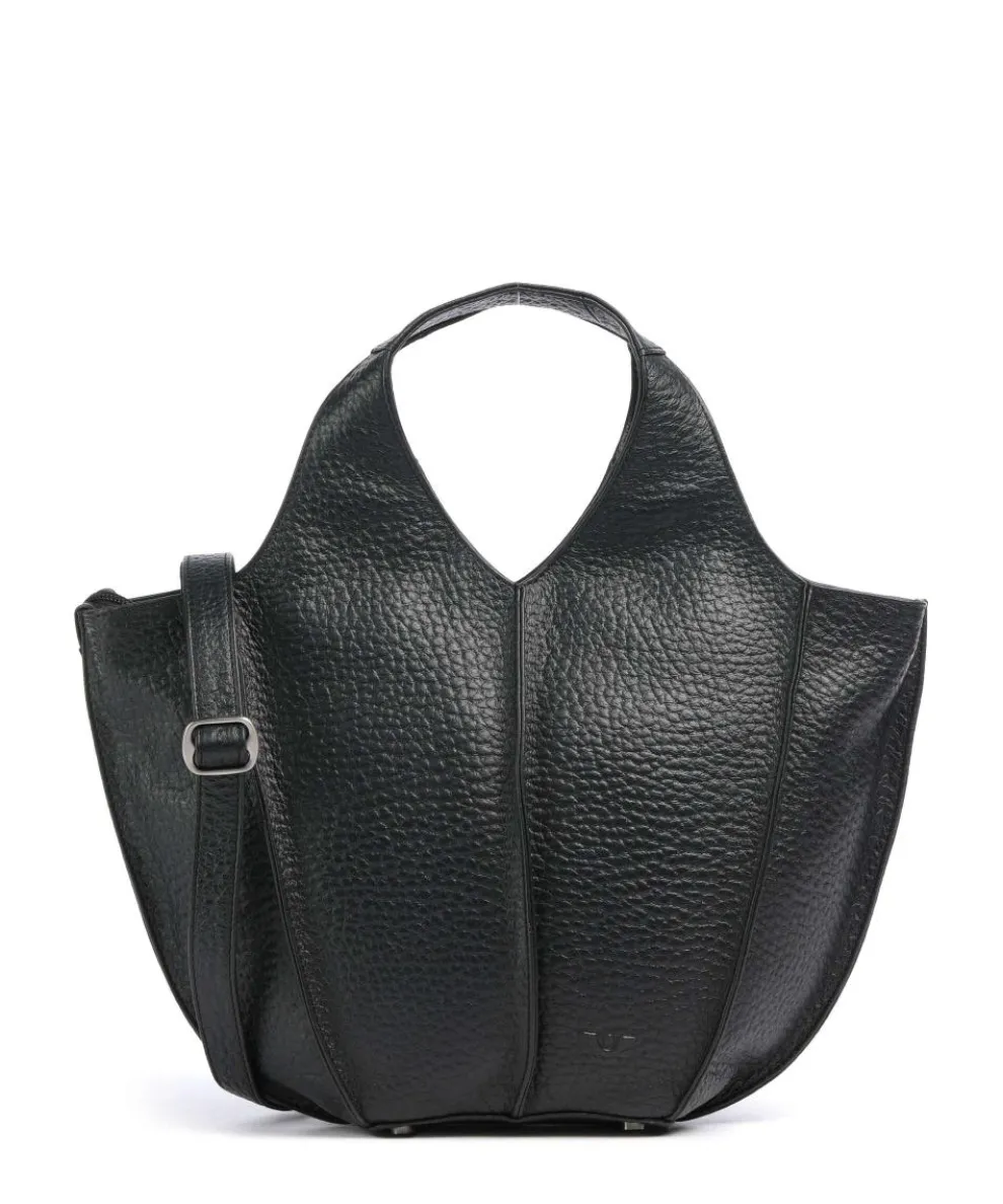 Hirsch Jela Handtasche genarbtes Leder schwarz