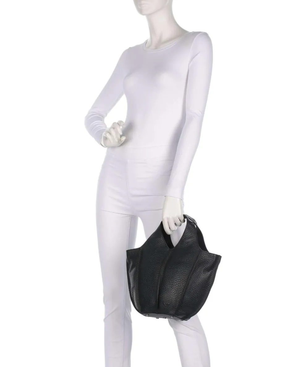 Hirsch Jela Handtasche genarbtes Leder schwarz