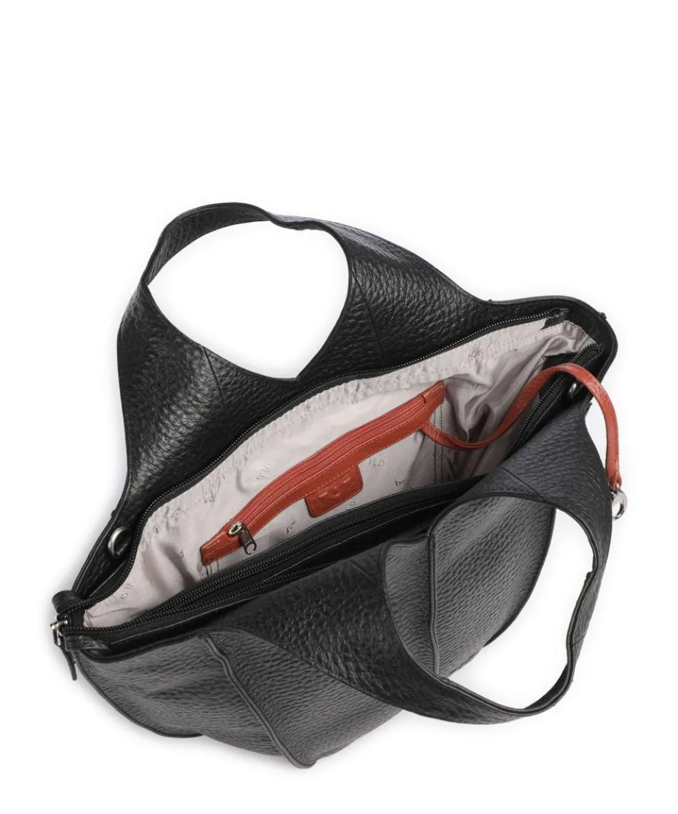 Hirsch Jela Handtasche genarbtes Leder schwarz