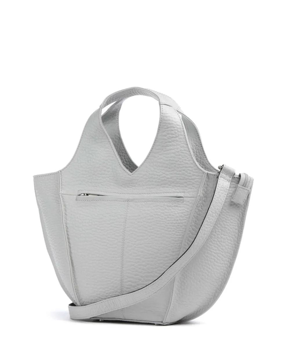 Hirsch Jela Handtasche genarbtes Leder hellgrau