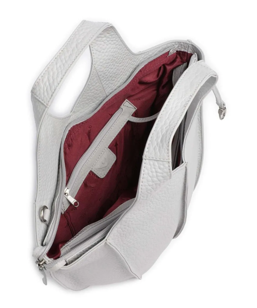 Hirsch Jela Handtasche genarbtes Leder hellgrau