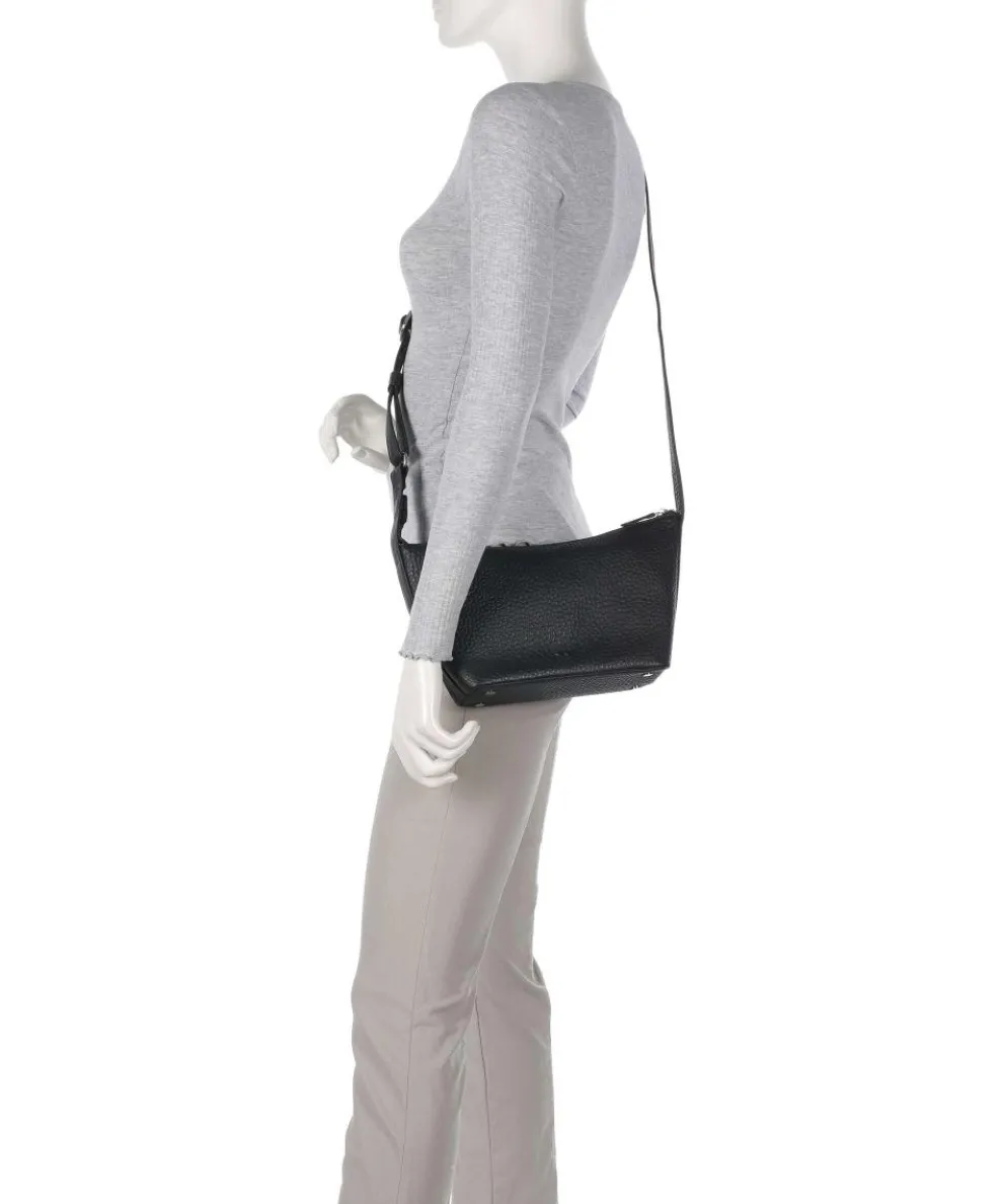 Hirsch Lucille Umhängetasche genarbtes Leder schwarz