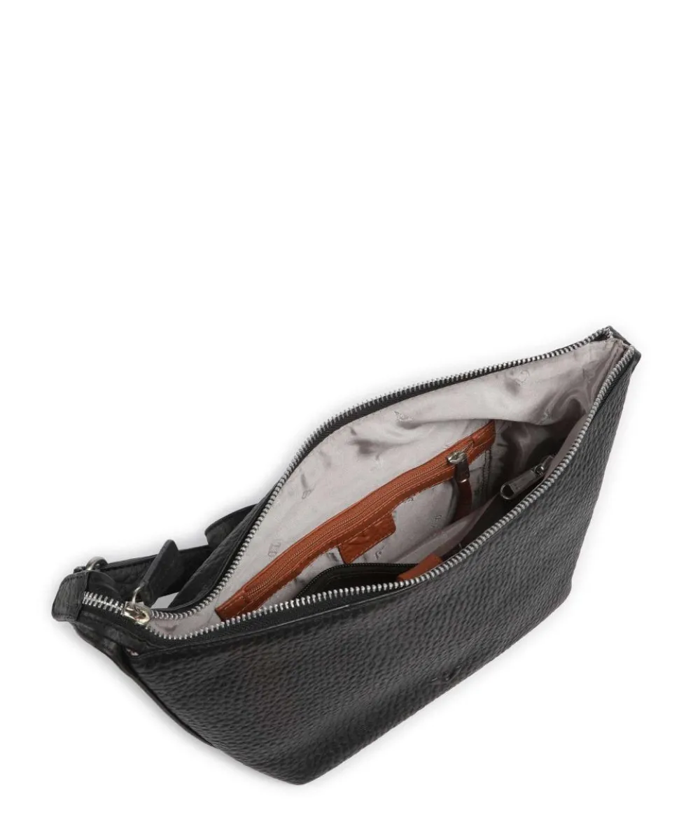 Hirsch Lucille Umhängetasche genarbtes Leder schwarz