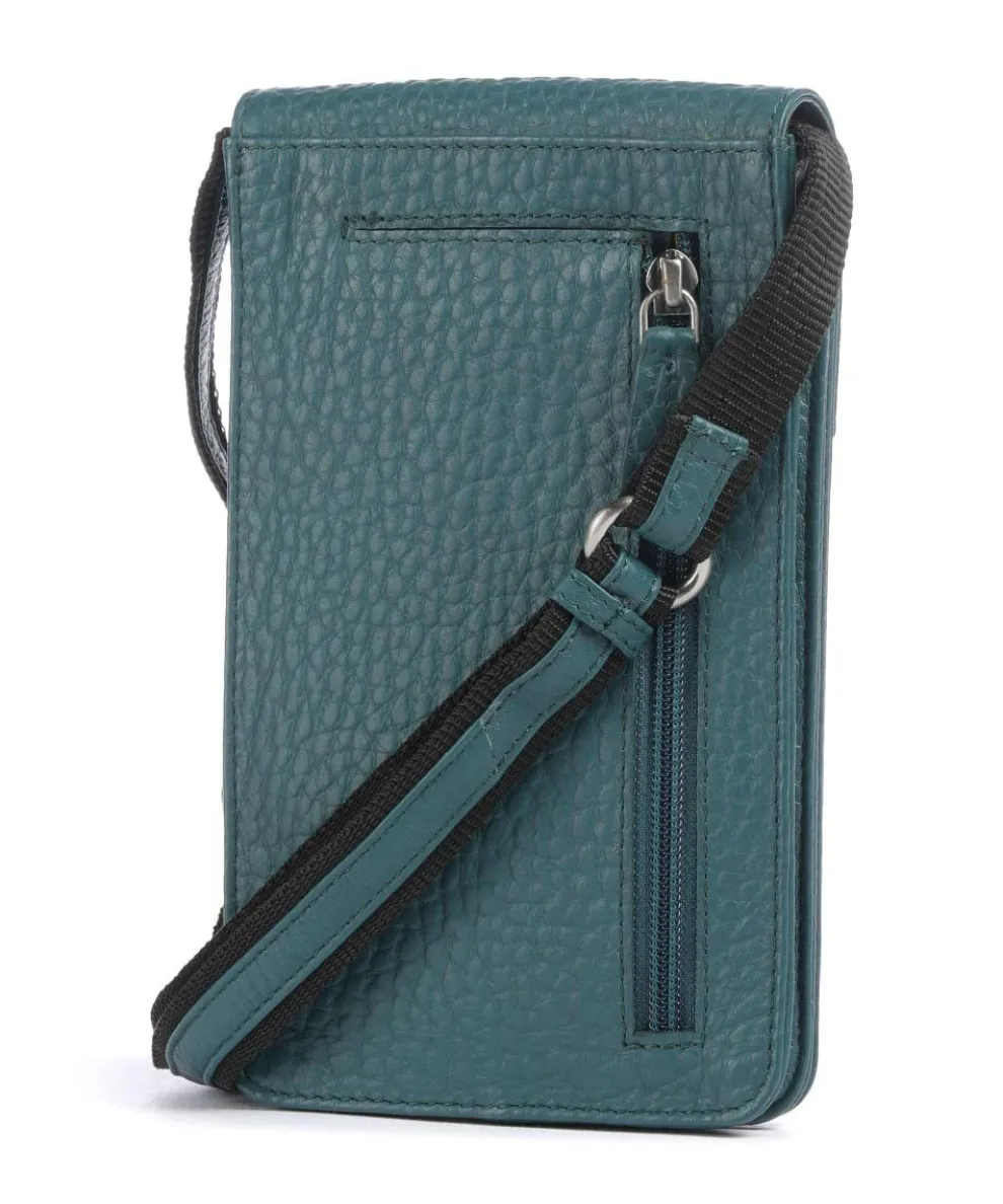 Hirsch Magda Handytasche genarbtes Leder petrol