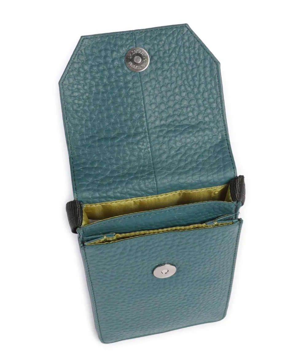 Hirsch Magda Handytasche genarbtes Leder petrol