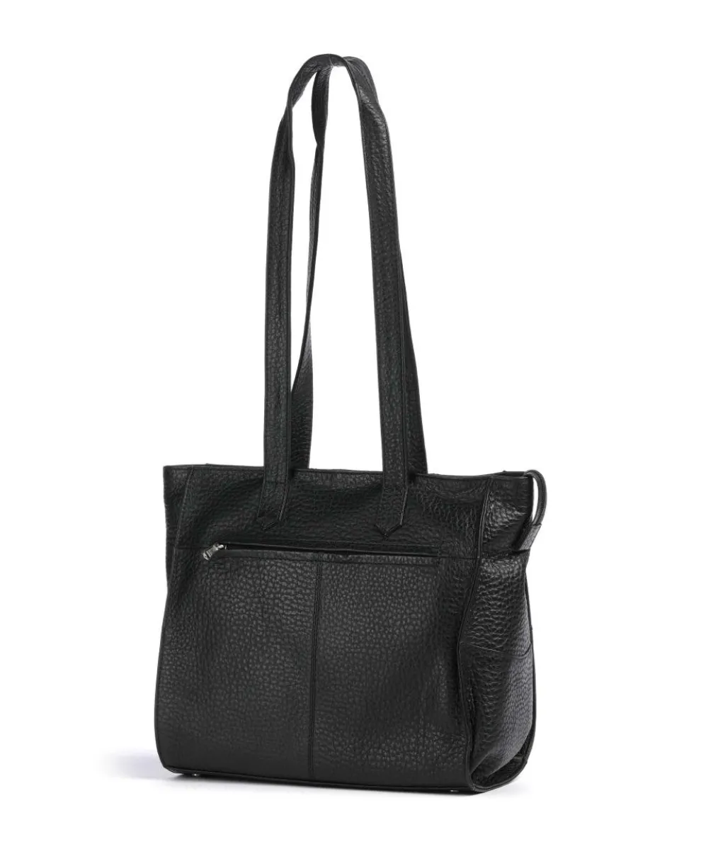Hirsch Mandira Schultertasche genarbtes Leder schwarz