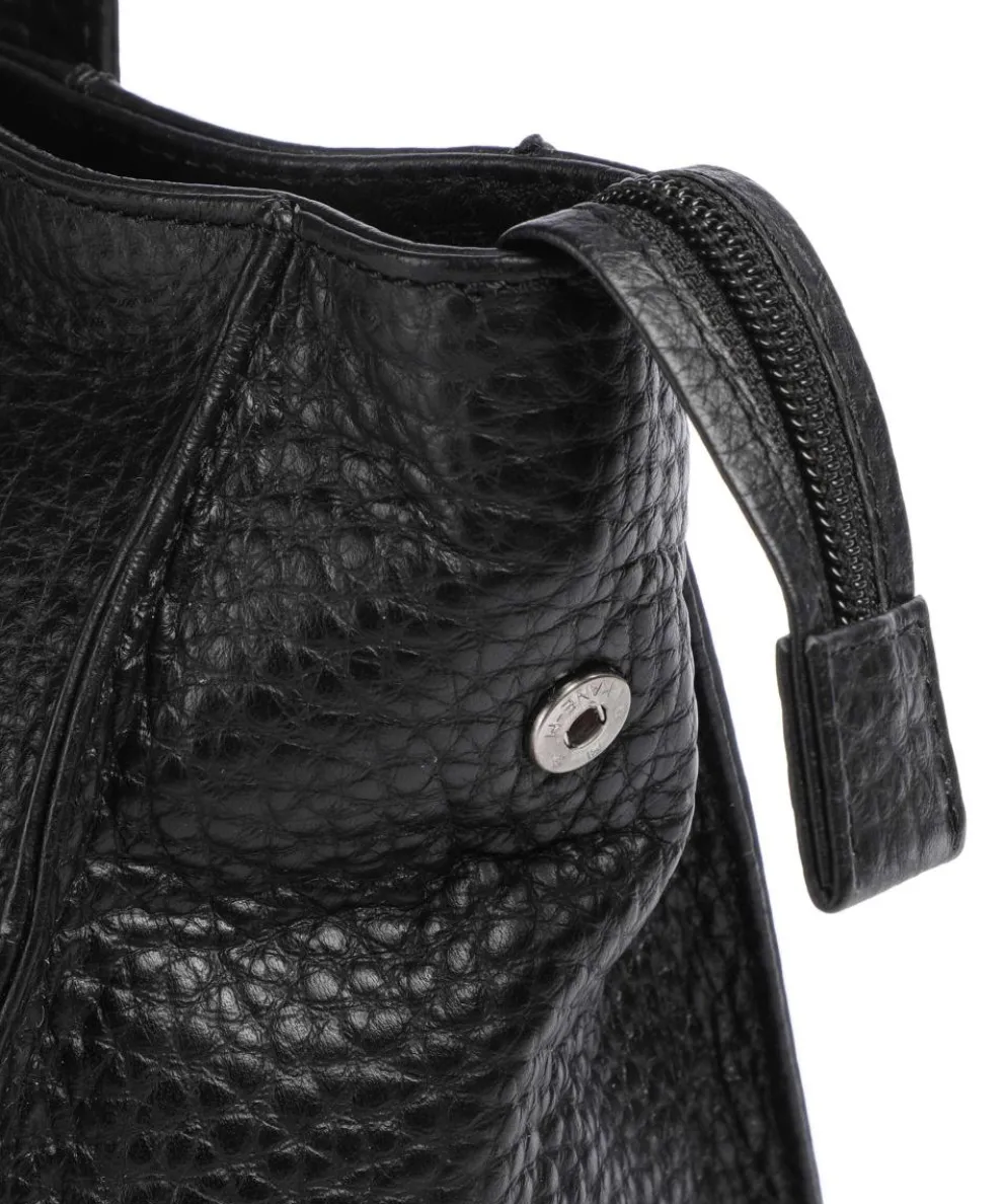 Hirsch Mandira Schultertasche genarbtes Leder schwarz