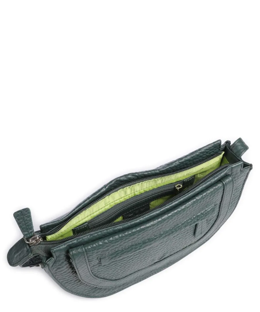 Hirsch Marina Umhängetasche genarbtes Leder grün