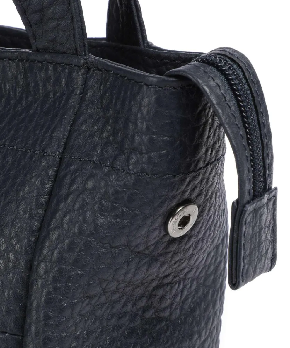 Hirsch Quila Schultertasche genarbtes Leder graublau