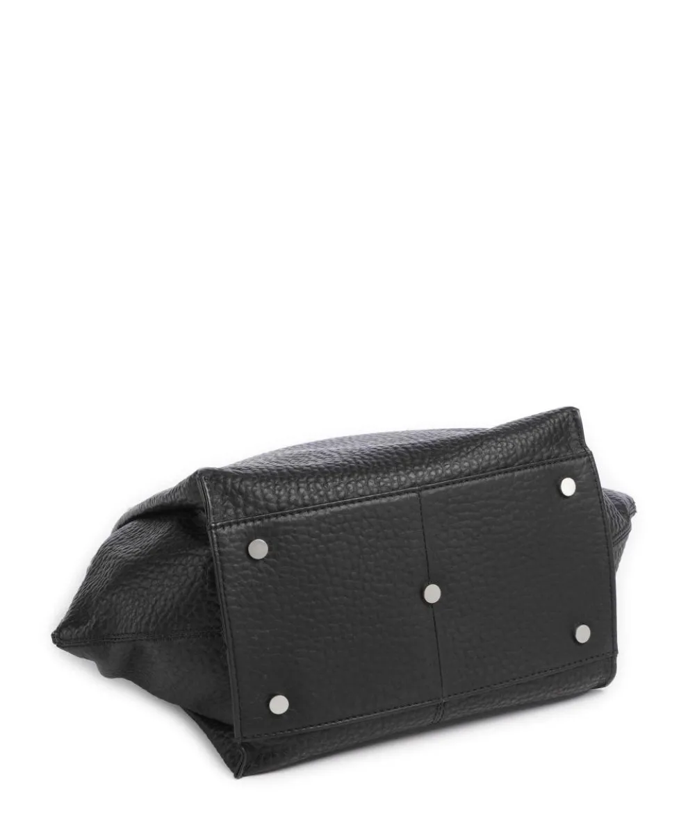 Hirsch Schultertasche genarbtes Leder schwarz