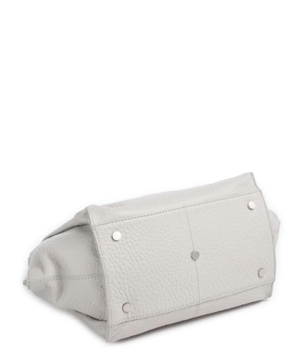 Hirsch Schultertasche genarbtes Leder hellgrau