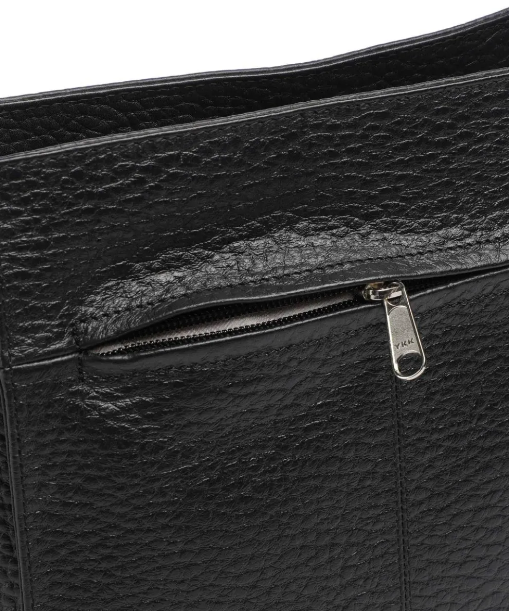 Hirsch Umhängetasche genarbtes Leder schwarz