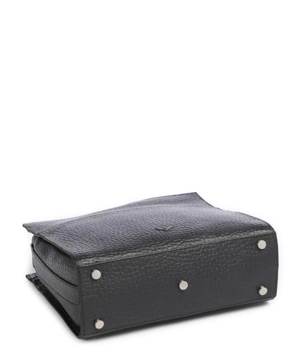 Hirsch Umhängetasche genarbtes Leder schwarz