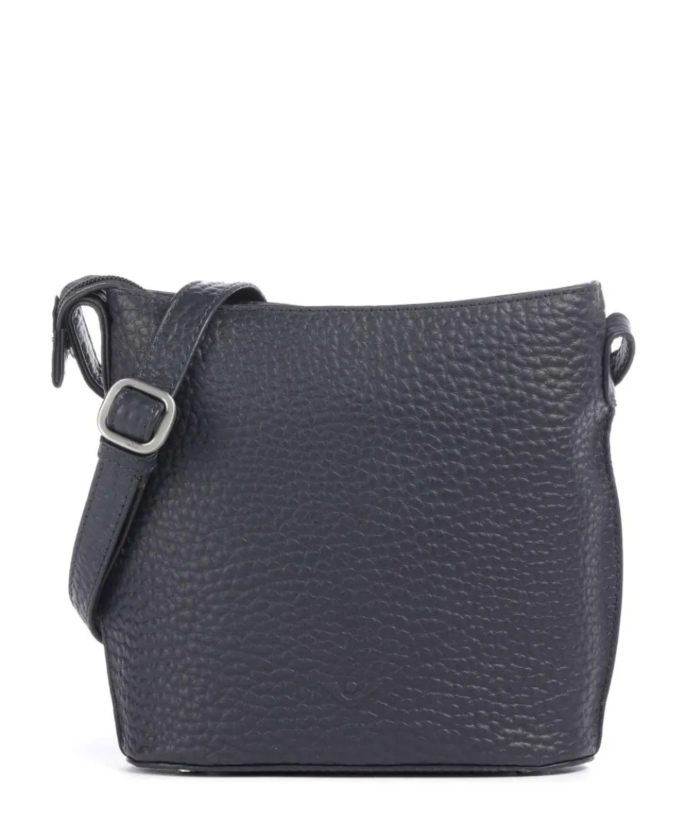 Hirsch Umhängetasche genarbtes Leder dunkelblau