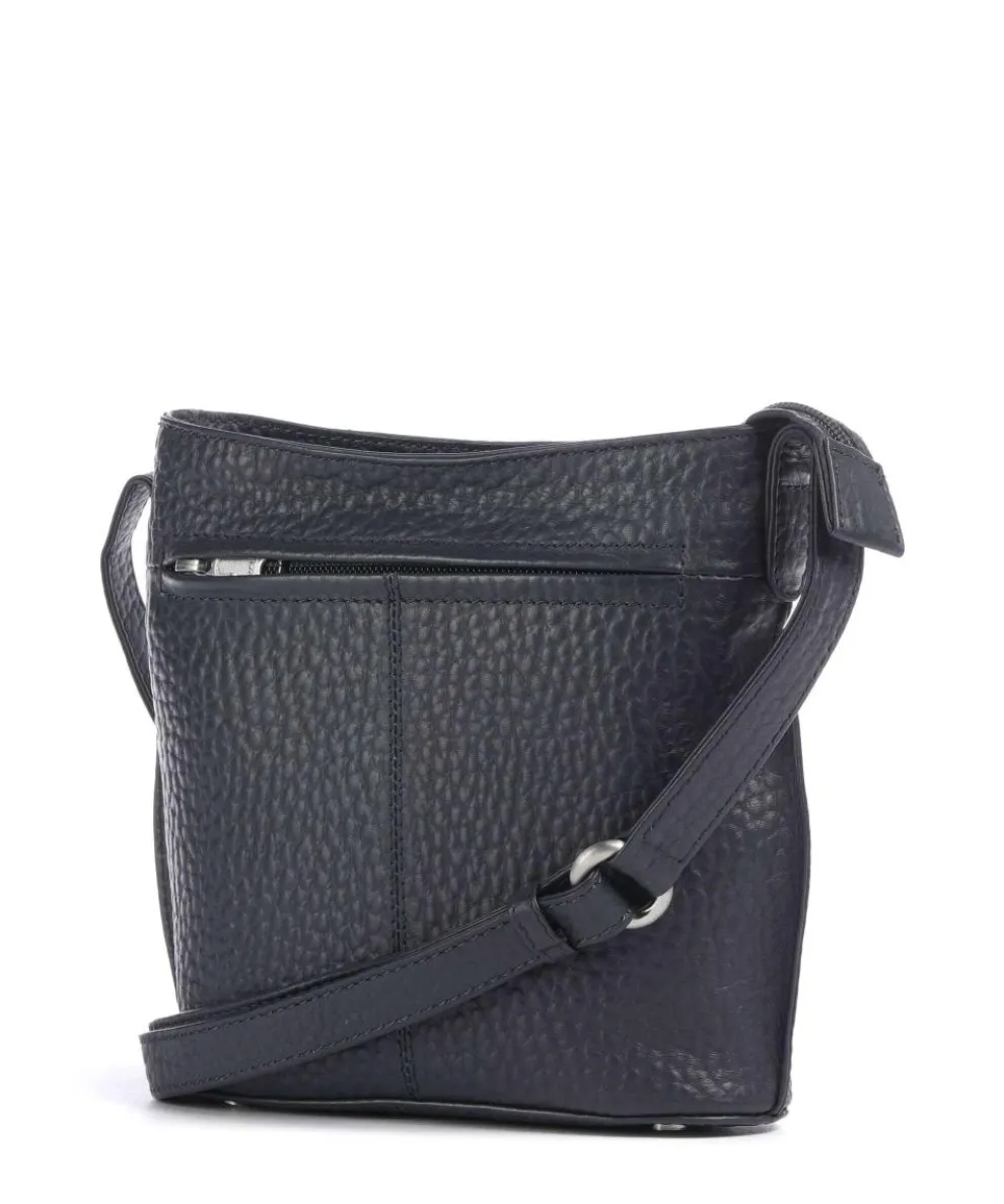 Hirsch Umhängetasche genarbtes Leder dunkelblau