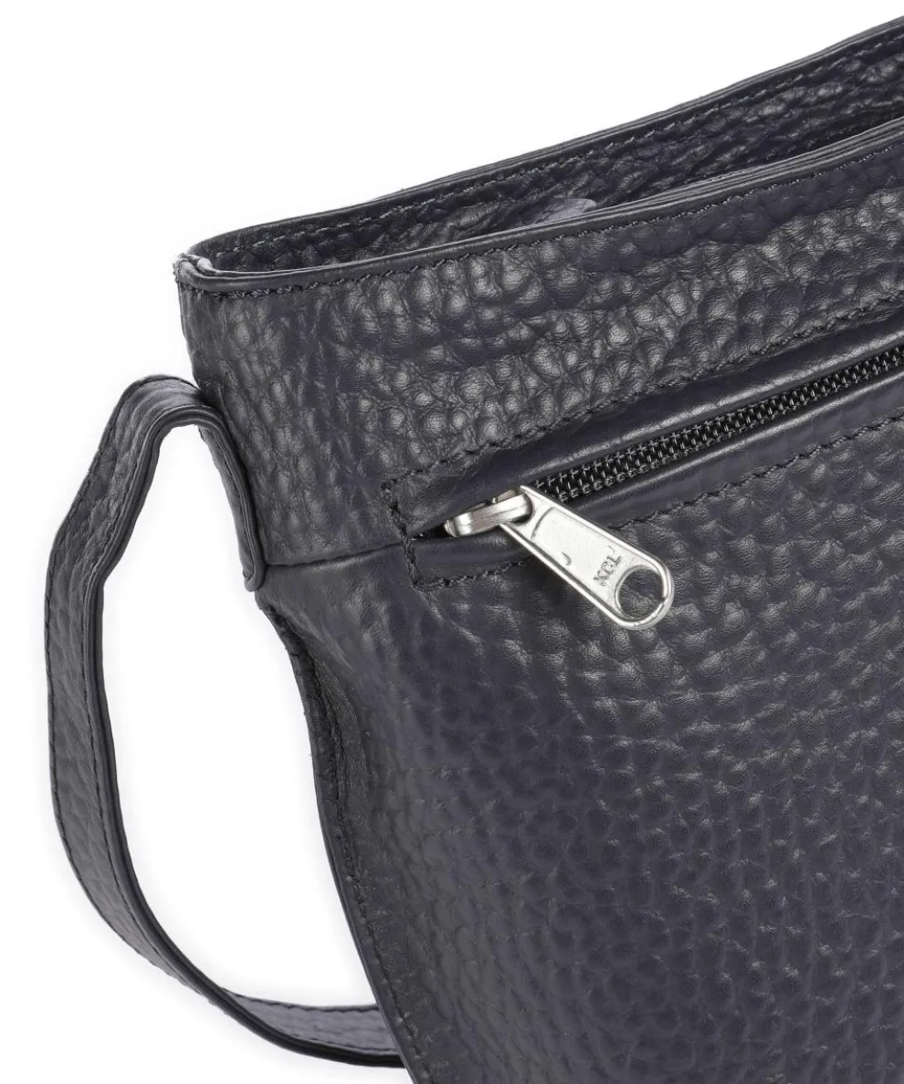 Hirsch Umhängetasche genarbtes Leder dunkelblau