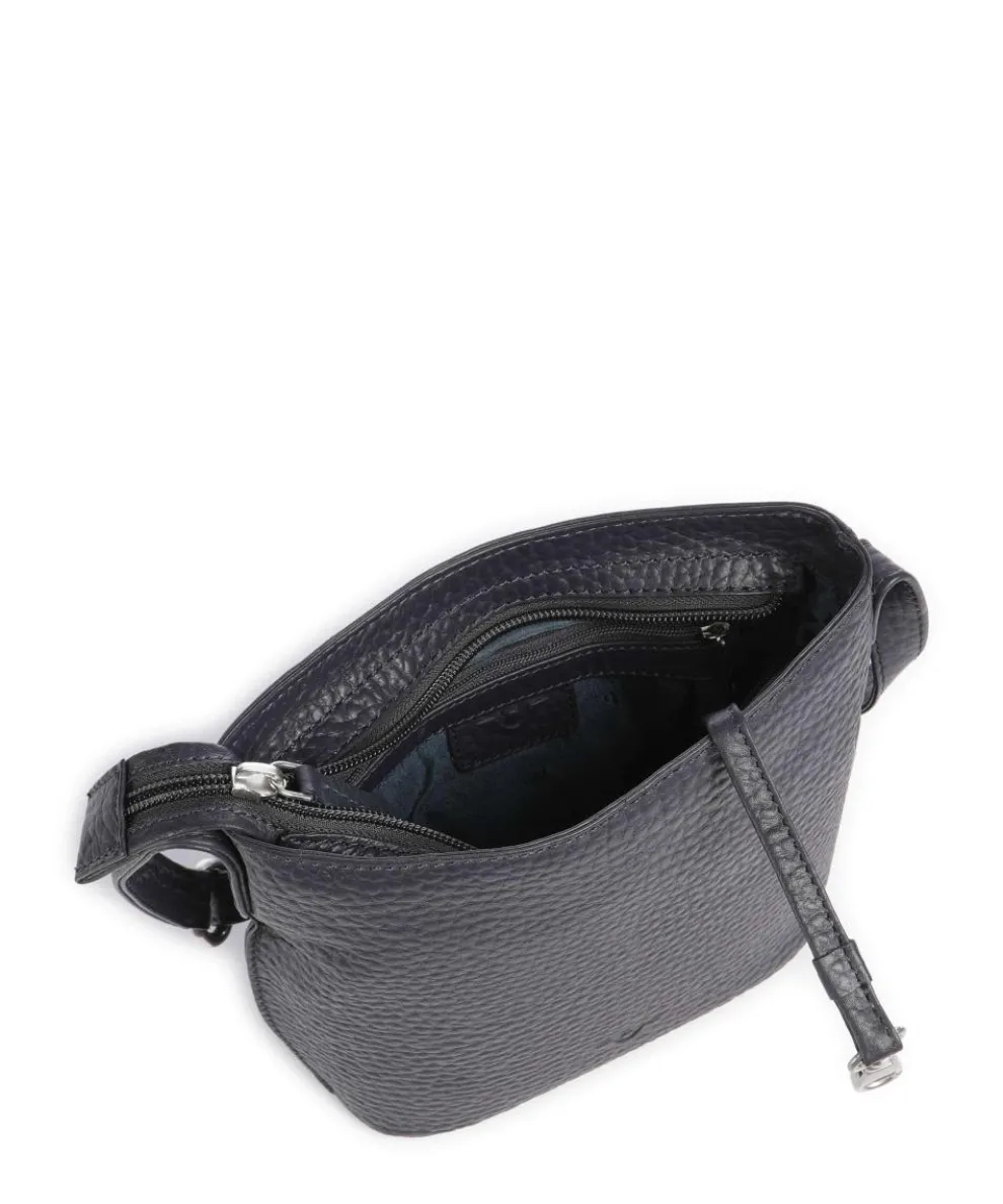 Hirsch Umhängetasche genarbtes Leder dunkelblau