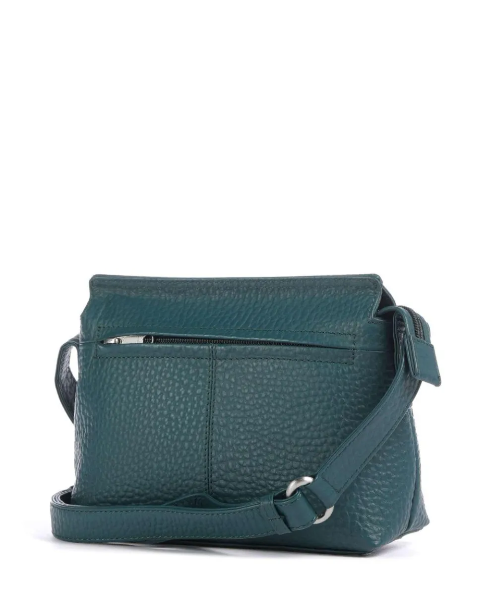 Hirsch Umhängetasche genarbtes Leder petrol