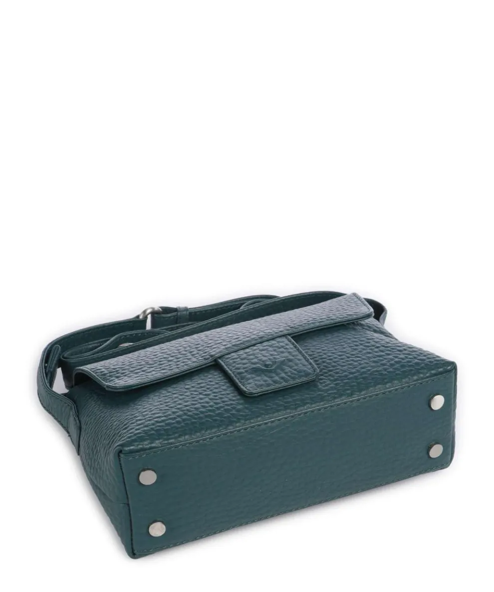 Hirsch Umhängetasche genarbtes Leder petrol