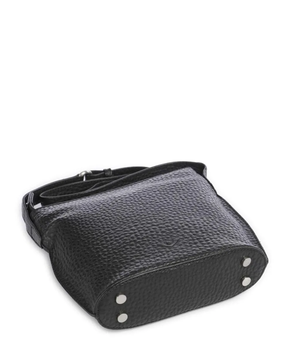 Hirsch Umhängetasche genarbtes Leder schwarz