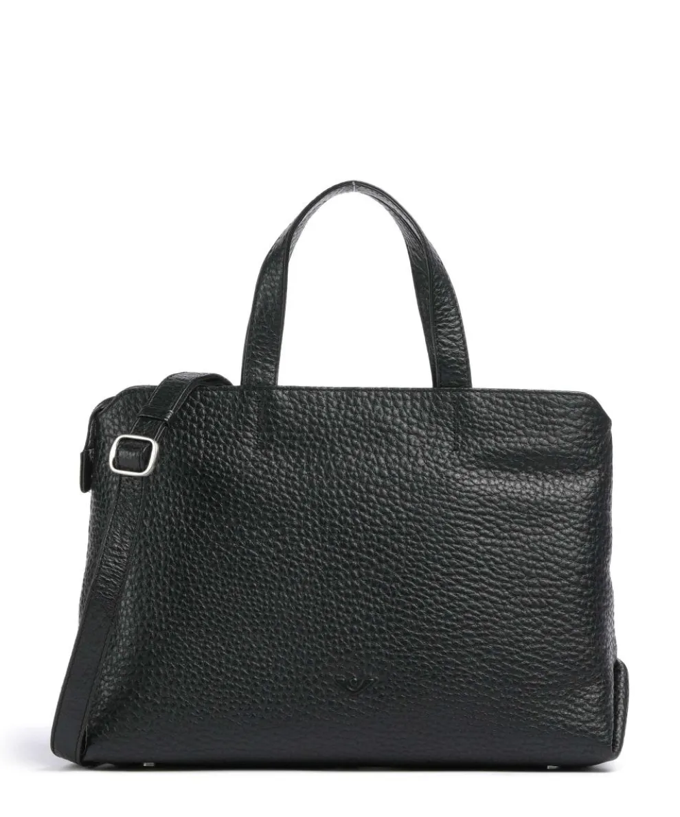 Hirsch Winona Handtasche genarbtes Leder schwarz