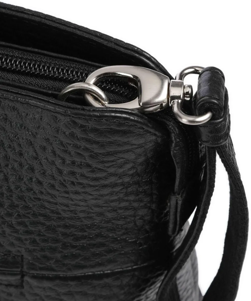 Hirsch Winona Handtasche genarbtes Leder schwarz