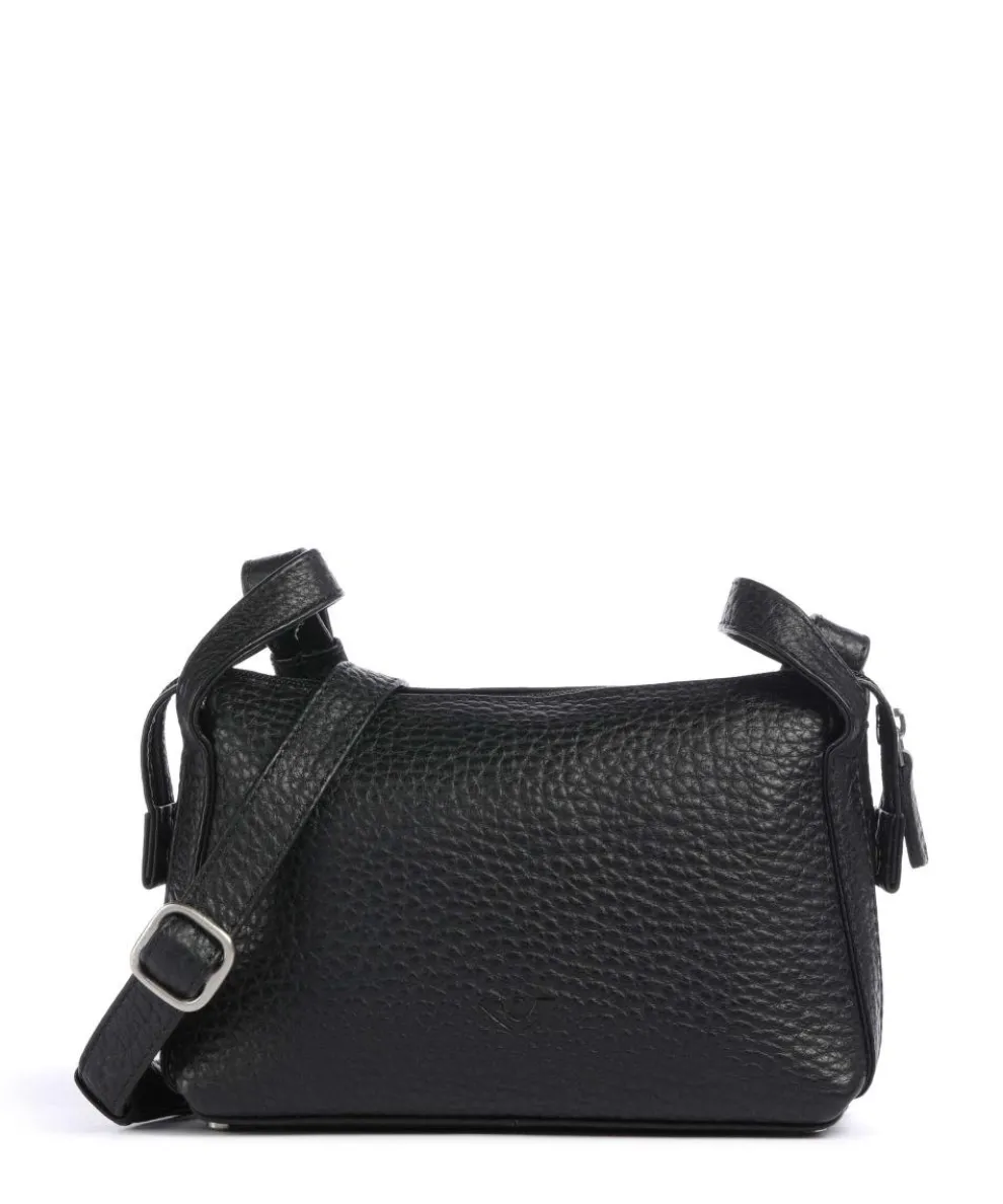 Hirsch Xantia Umhängetasche genarbtes Leder schwarz