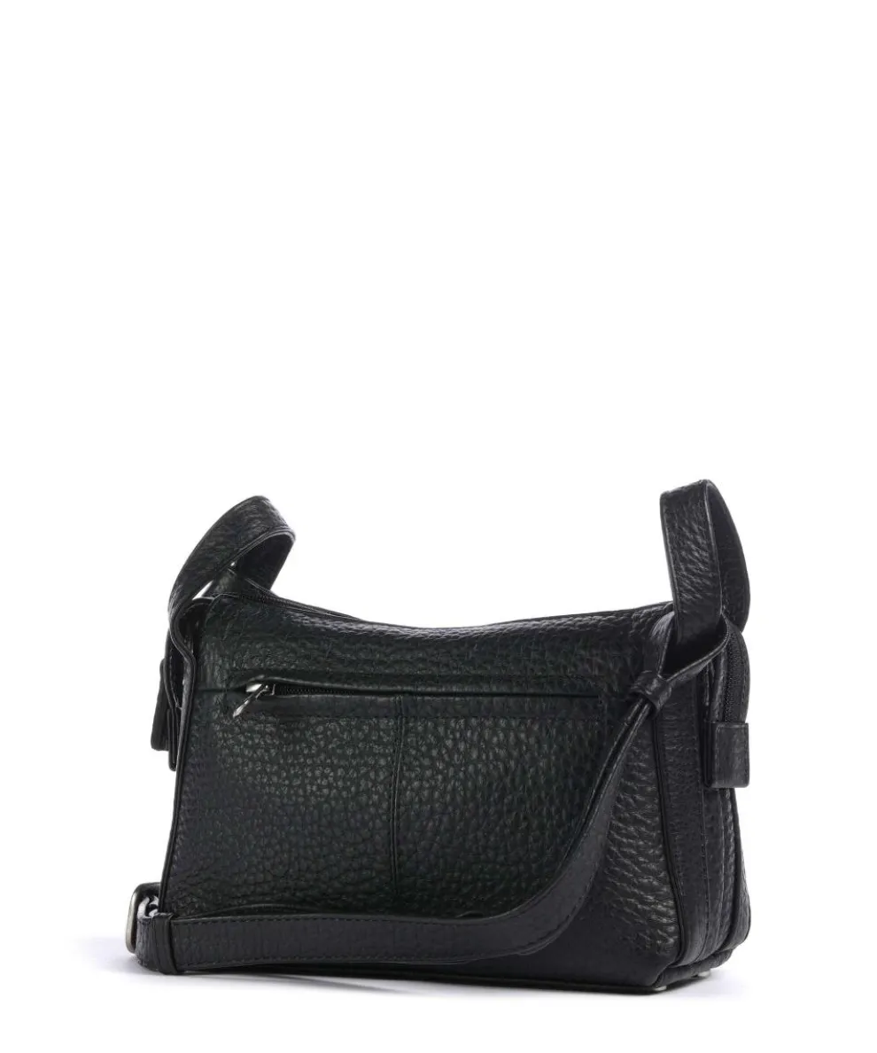 Hirsch Xantia Umhängetasche genarbtes Leder schwarz