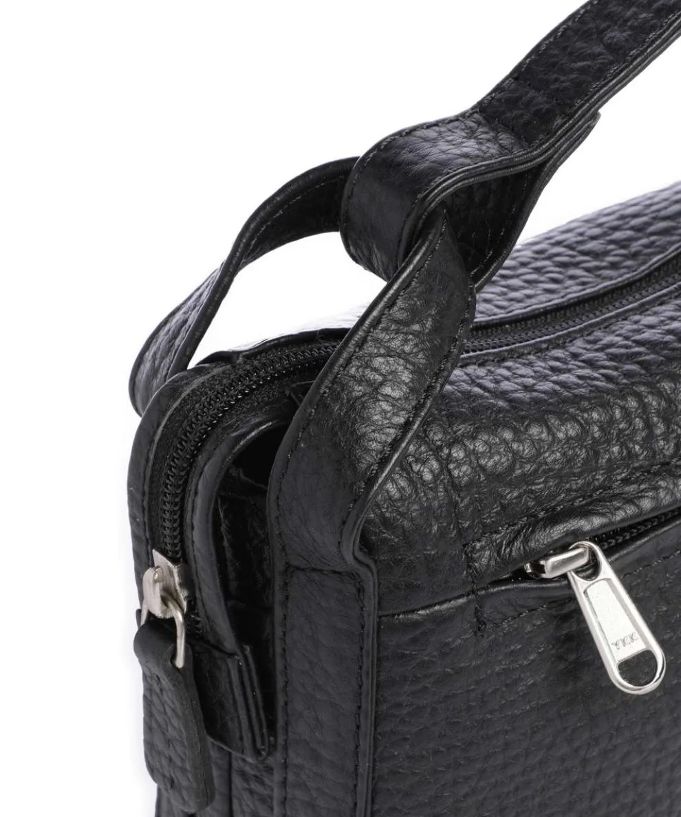 Hirsch Xantia Umhängetasche genarbtes Leder schwarz