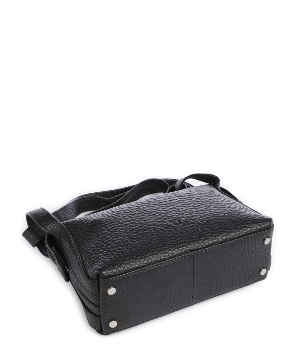 Hirsch Xantia Umhängetasche genarbtes Leder schwarz