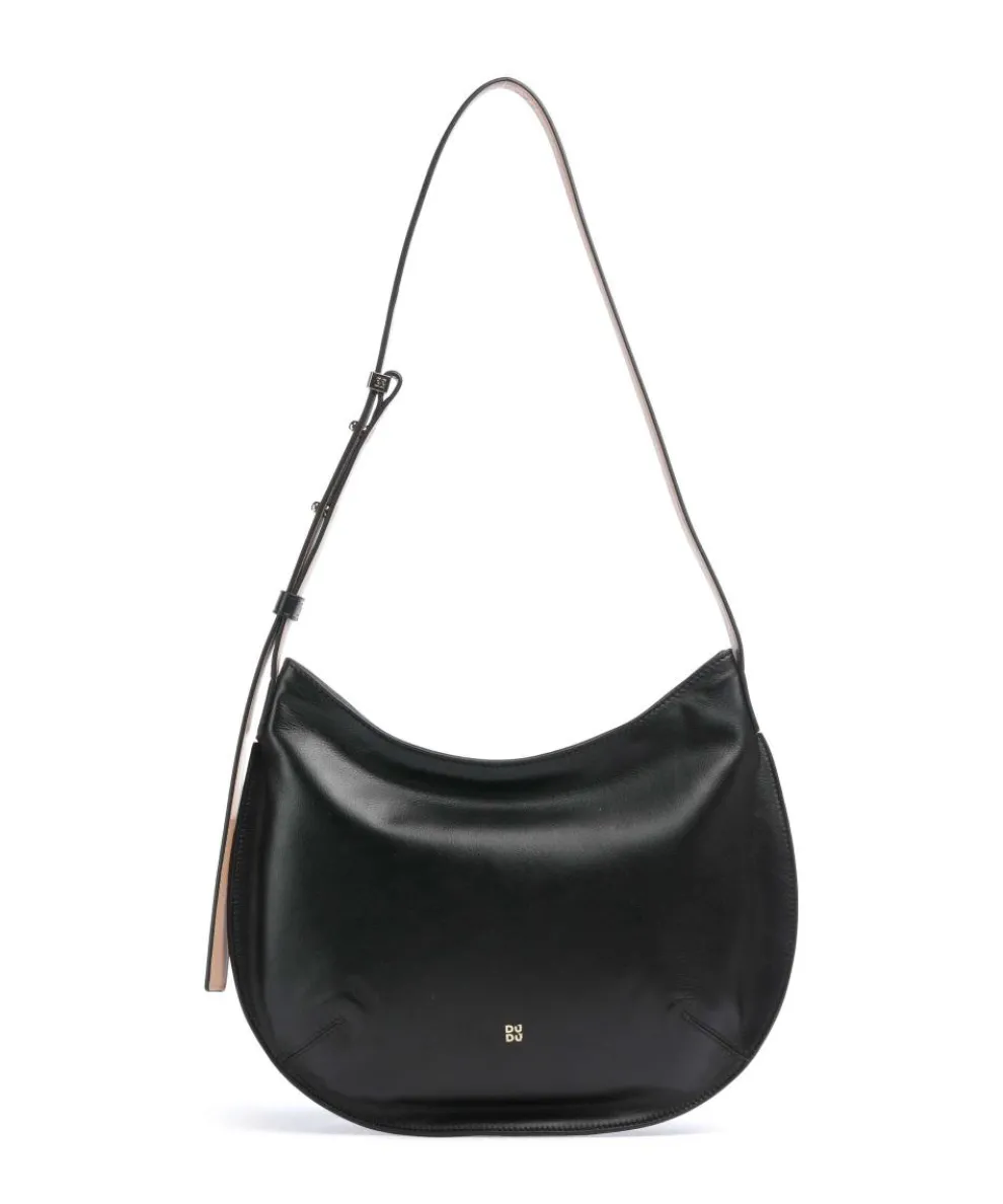 Hispani Beuteltasche fein genarbtes Leder schwarz