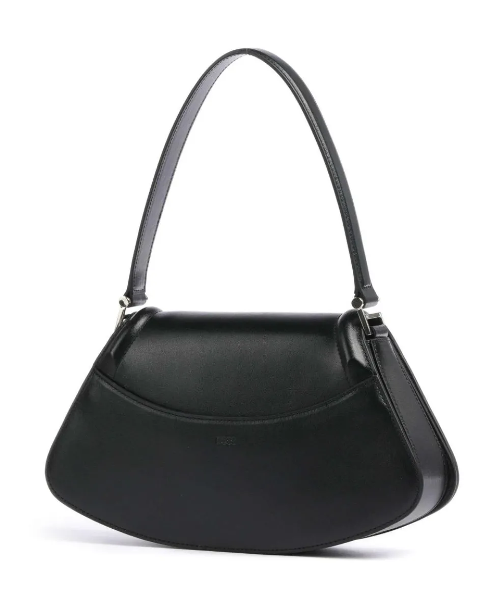 Ariell Schultertasche glattes Rindsleder schwarz