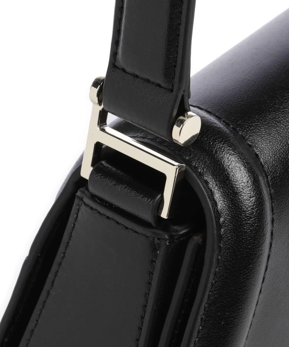 Ariell Schultertasche glattes Rindsleder schwarz