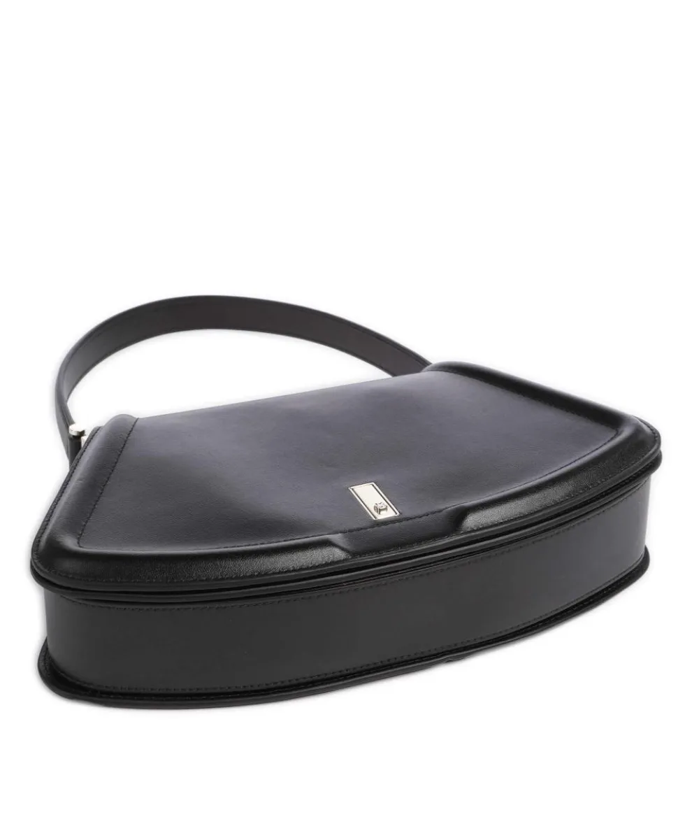 Ariell Schultertasche glattes Rindsleder schwarz