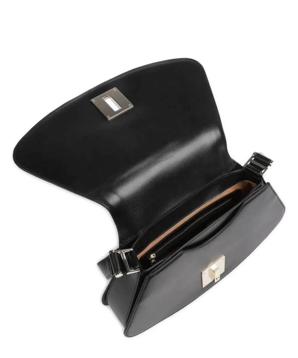 Ariell Schultertasche glattes Rindsleder schwarz