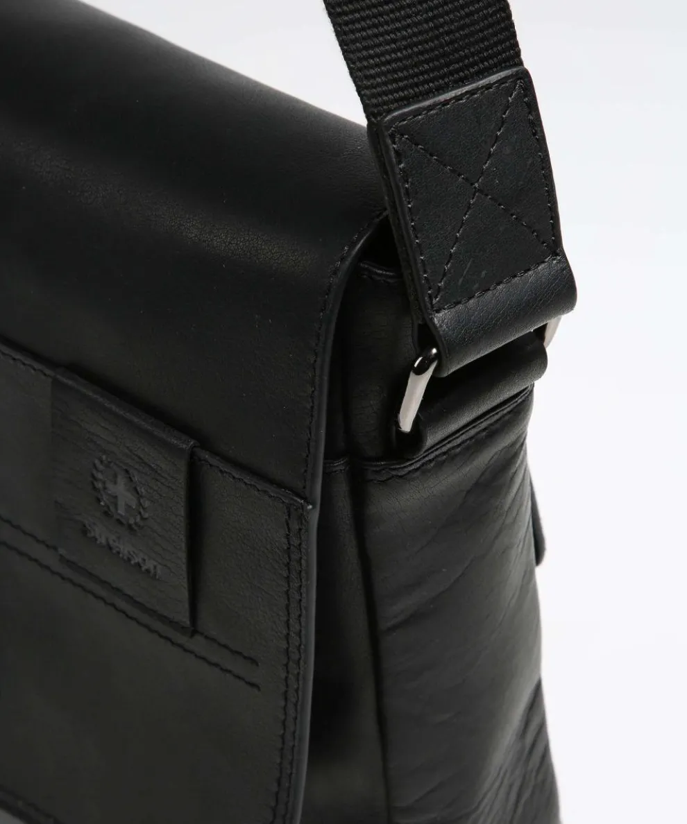 Hyde Kuriertasche Leder schwarz