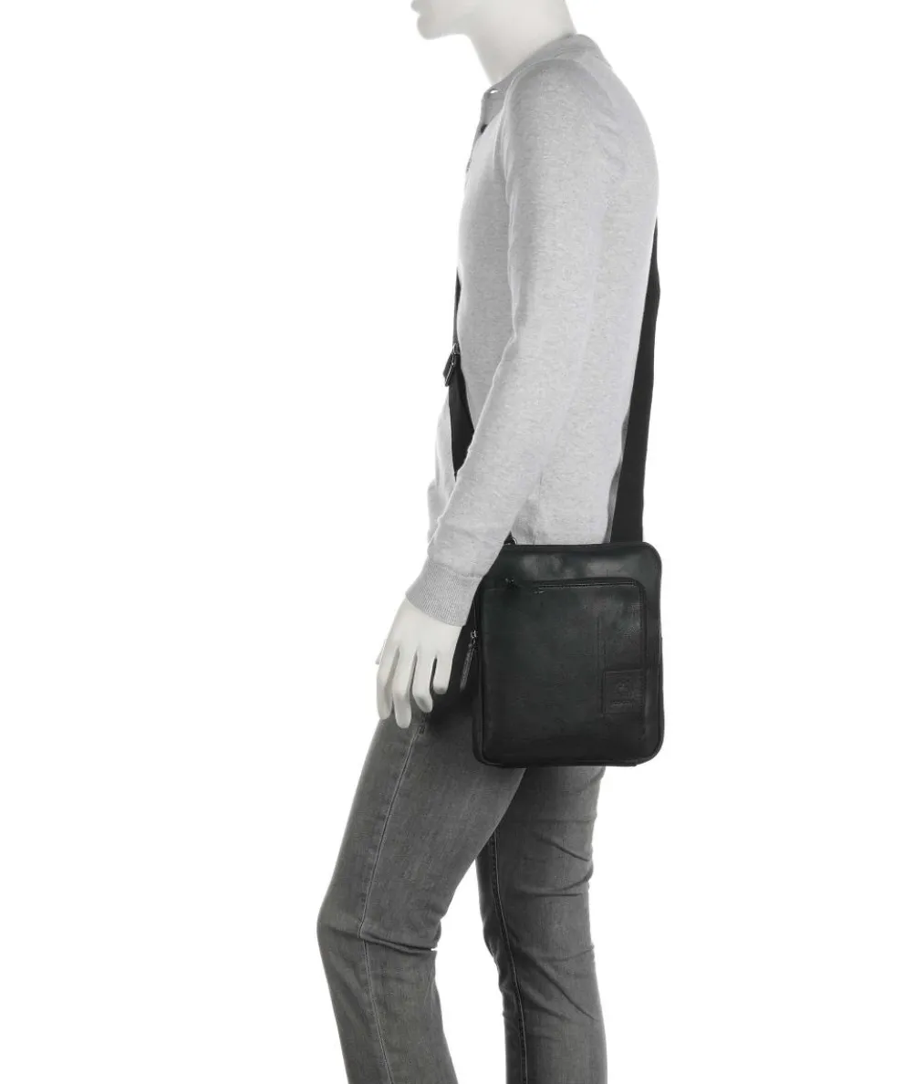 Hyde Park Brian Umhängetasche fein genarbtes Leder schwarz