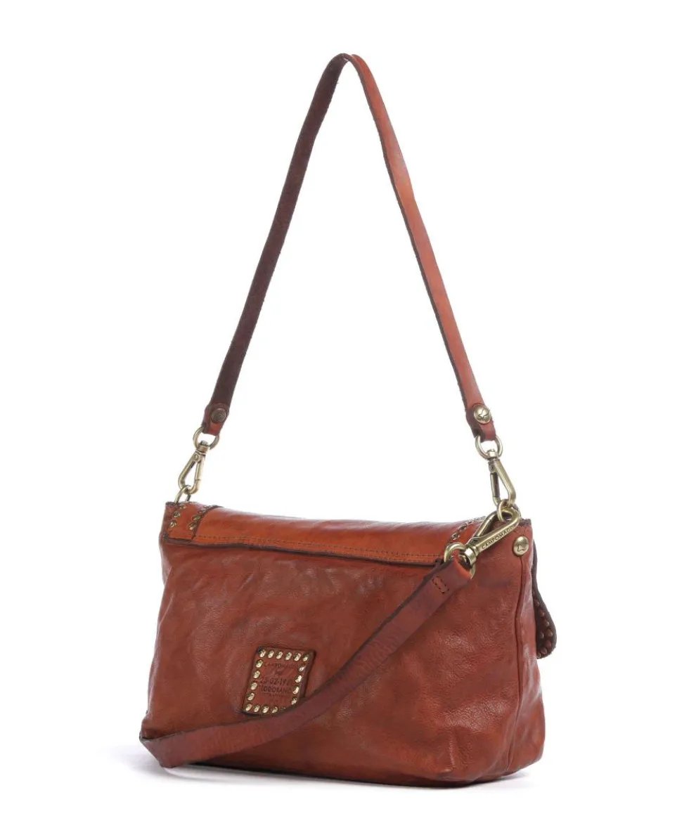 Schultertasche fein genarbtes Rindsleder cognac