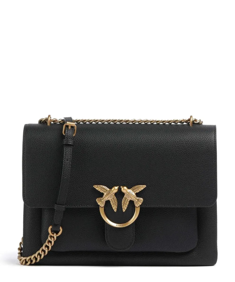 Love Soft Big Schultertasche genarbtes Rindsleder schwarz