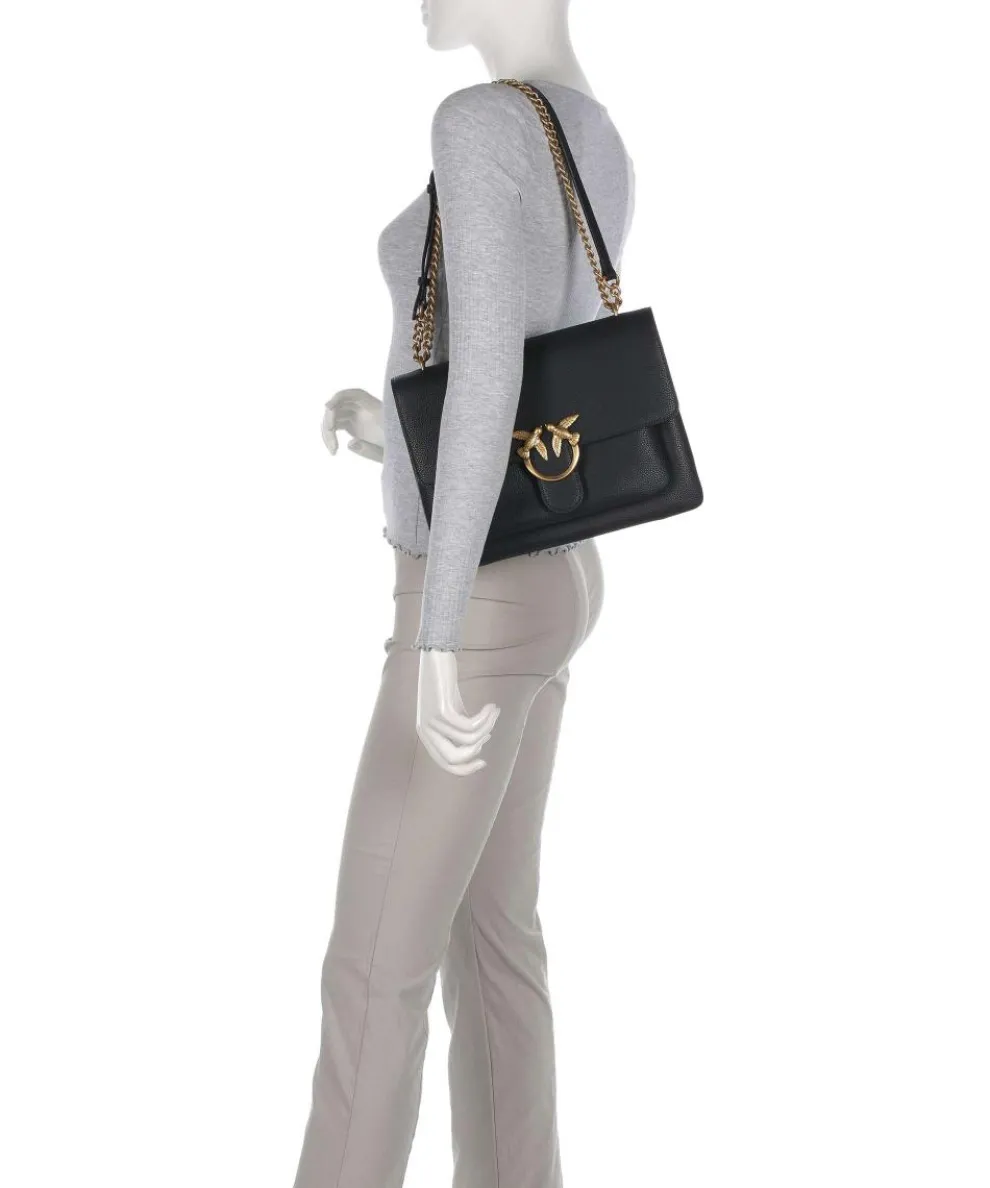 Love Soft Big Schultertasche genarbtes Rindsleder schwarz