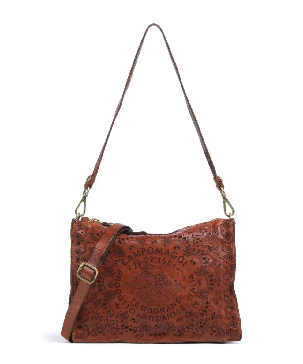 Schultertasche fein genarbtes Rindsleder cognac