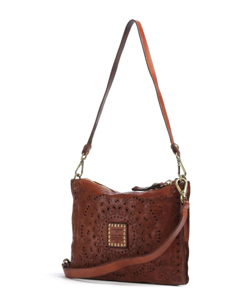 Schultertasche fein genarbtes Rindsleder cognac