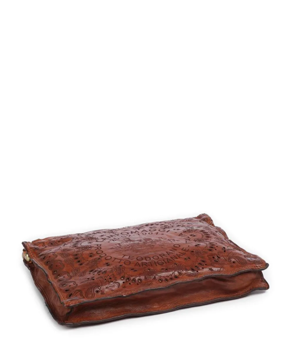 Schultertasche fein genarbtes Rindsleder cognac