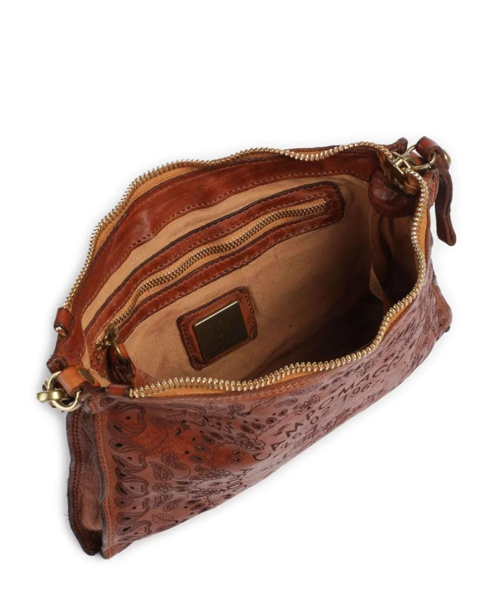 Schultertasche fein genarbtes Rindsleder cognac