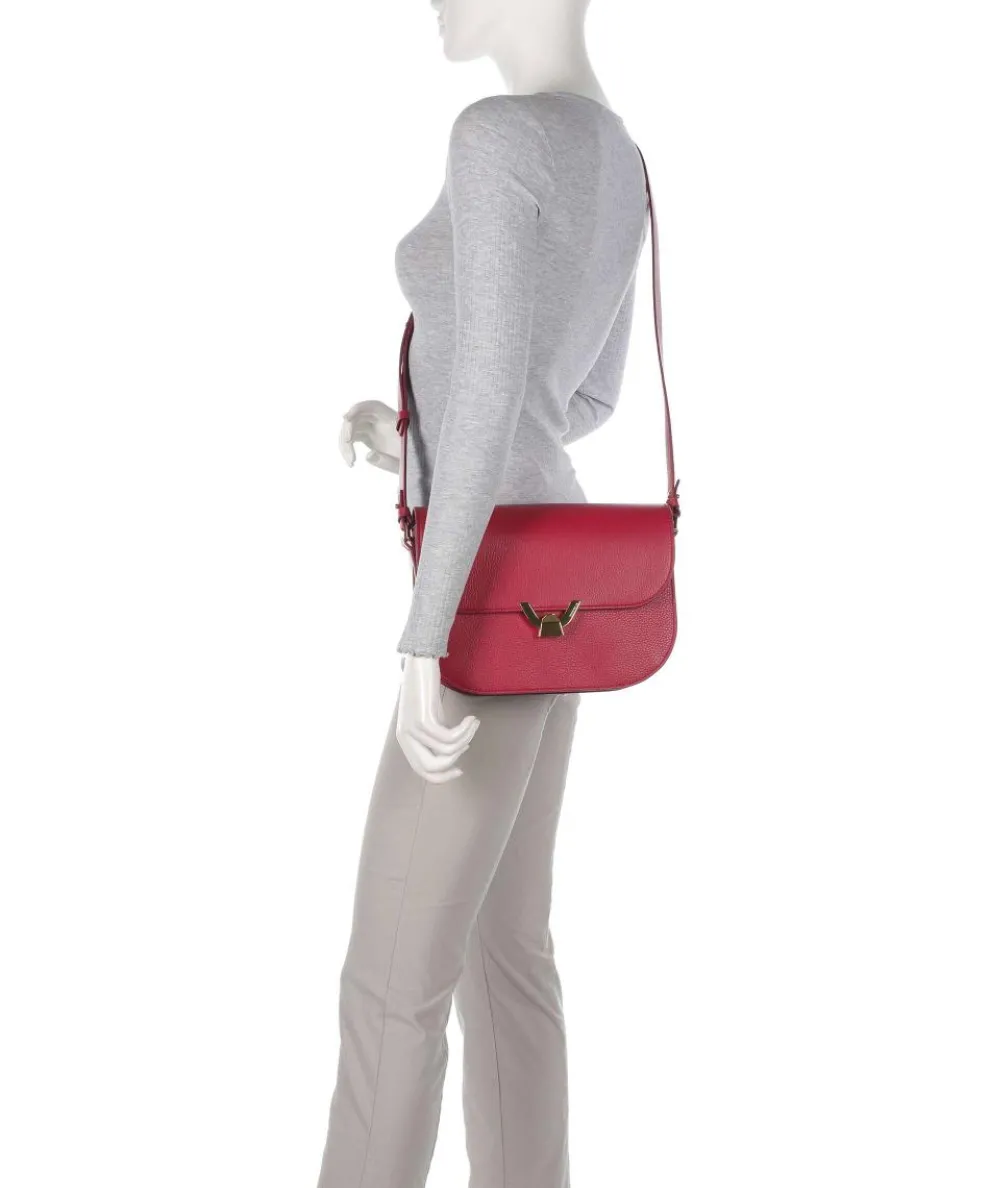 Dew Schultertasche genarbtes Leder rot