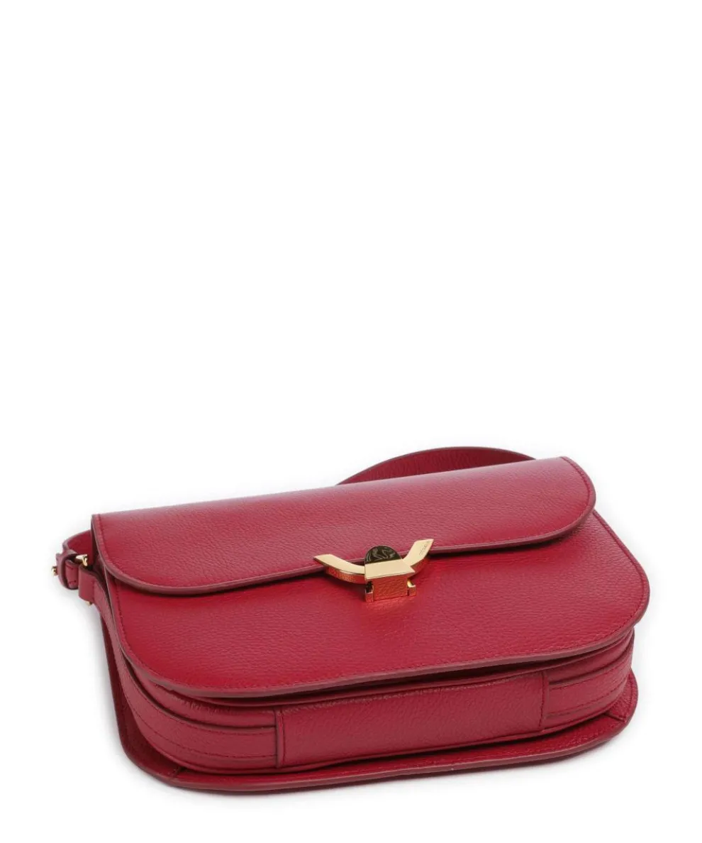 Dew Schultertasche genarbtes Leder rot