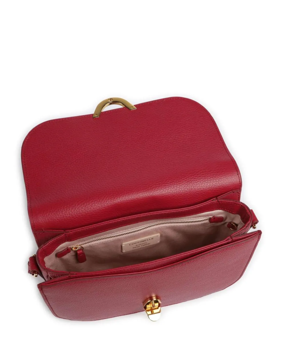 Dew Schultertasche genarbtes Leder rot