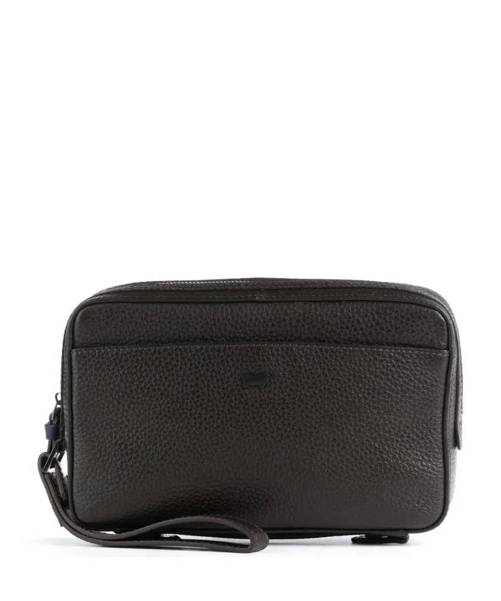 Novara Handgelenktasche genarbtes Rindsleder dunkelbraun