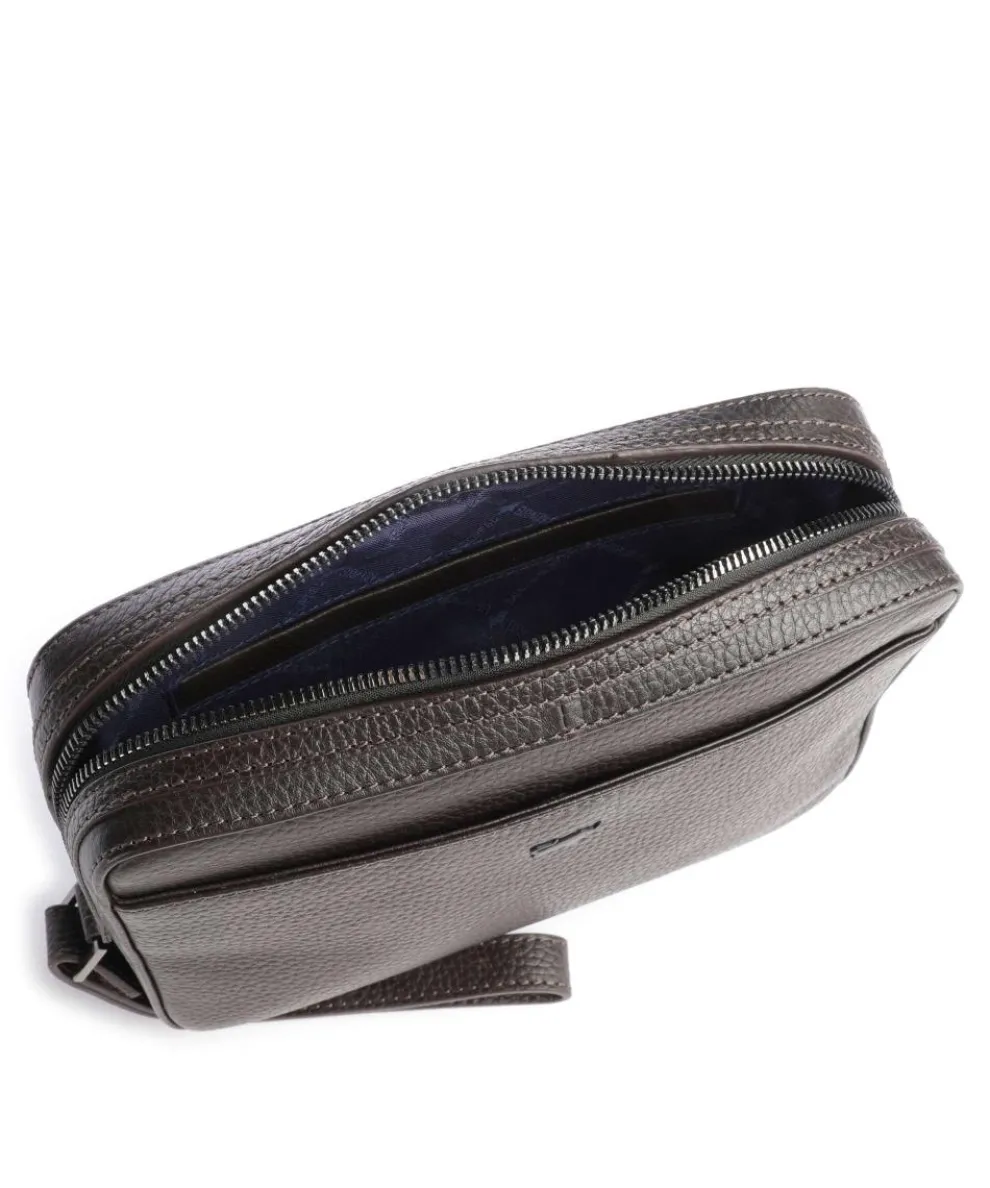 Novara Handgelenktasche genarbtes Rindsleder dunkelbraun